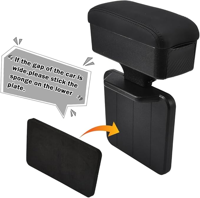 Car Armrest Storage Box, Car Seat Gap Filler Organizer, Car Center Console Arm Rest Extender Cushion with Cup Holder, Forearm Wrist Support Pad Adjustable Lift Elbow Tray (Black (Black line))
