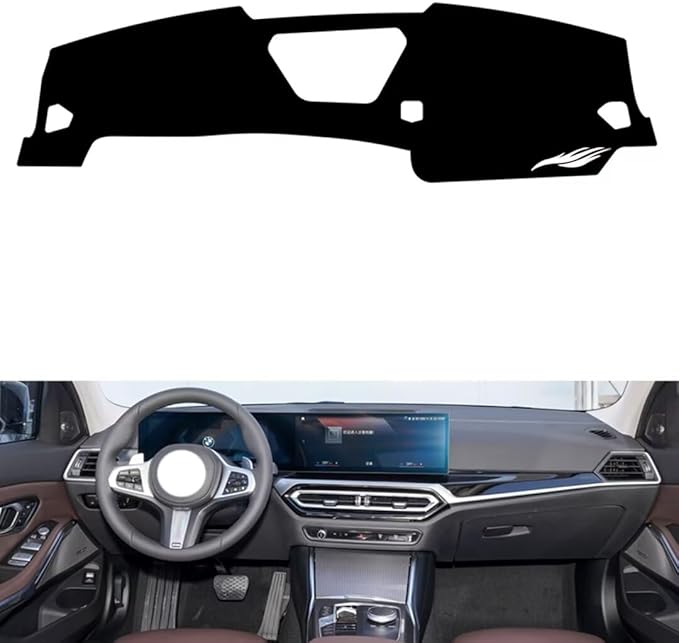 leather dashboard cover Compatible with BMW NEW 3 series (NO HUD 2023-2024，dash cover（black）
