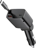 Retractable Car Charger, 3 in 1 USB C Car Phone Charger Adapter Compatible with iPhone 17 16 15 14 13 12 11 Pro Max (Black)