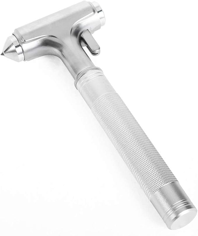 MOTORBUDDY Car Safety Hammer, Fireproof Metal Emergency Escape Hammer with Hard Alloy Head Window Breaker and Seat Belt Cutter, Aluminium Alloy Emergency Escape Tool for Car Accidents