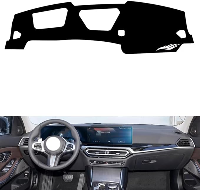 leather dashboard cover Compatible with BMW NEW 3 series (HUD 2023-2024，dash cover（black）