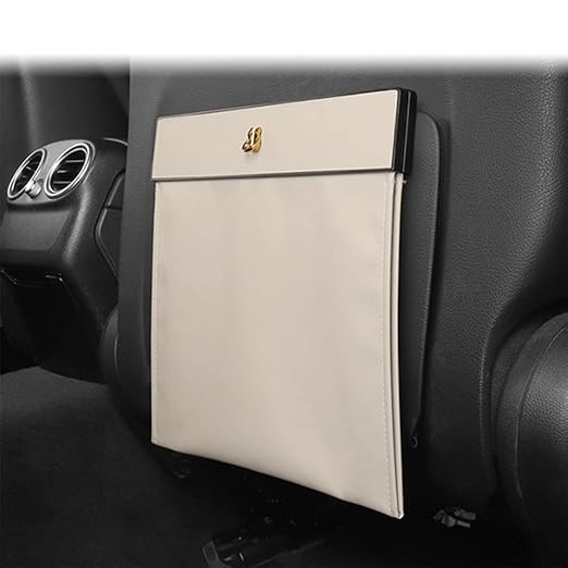Bmolpt Custom Interior Accessories Waterproof Car Can Trash Multipurpose Hanging Garbage Bag Collapsible Garbage Can Magnet Storage Bags For Car Back Seat PU Leather Closure Design(WHITE)