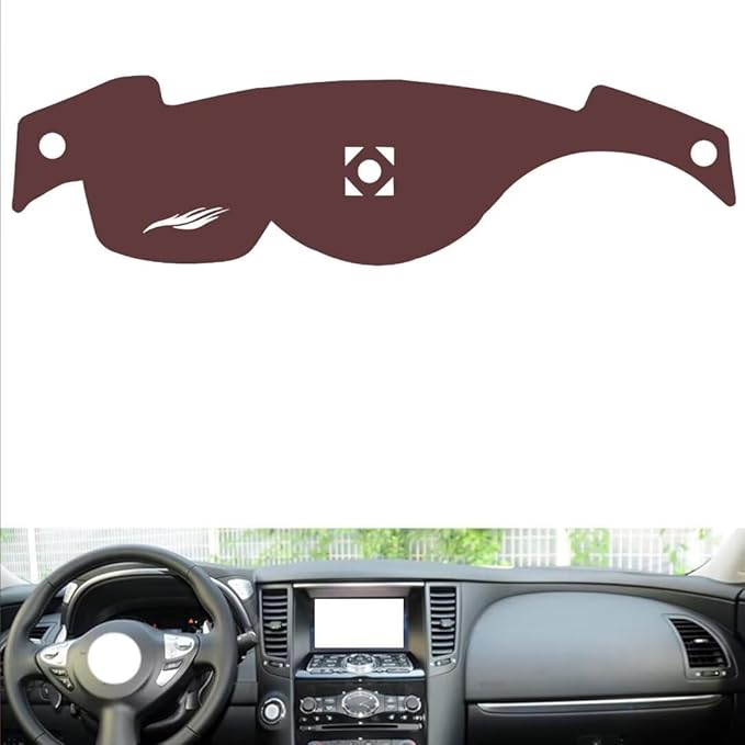Leather Dashboard Cover Compatible with Infiniti QX70,Dash Board Cover mat Anti-Slip Sun-Proof and dust-Proof(Brown)