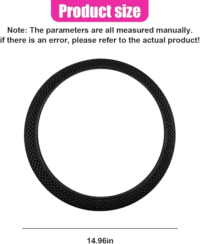 Elastic Stretch Steering Wheel Cover, Anti-Slip 15 inch Microfiber Odorless Breathable Ice Silk Car Steering Wheel Protector, Easy Carry, Warm in Winter & Cool in Summer (Black)