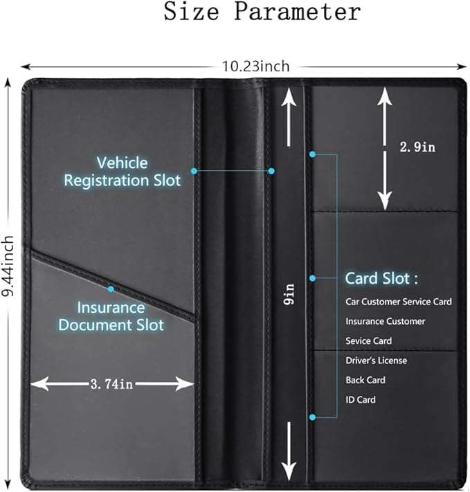 POWADDA Car Registration and Insurance Holder, Vehicle Glove Box Organizer Car Accessories with Magnetic Shut for Cards, Essential Document, Driver License Compatible with Chevy SS Cars Accessories