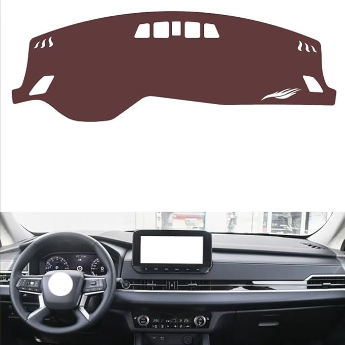 Leather Dashboard Cover Compatible with Mitsubishi Outlander（NO HUD） 2023,Dash Board Cover mat Anti-Slip Sun-Proof and dust-Proof(Brown)