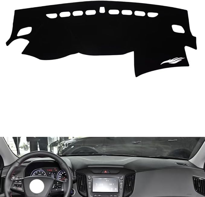 leather dashboard cover Compatible with HyundaiHyundai IX25 2015-2019，dash cover（black）