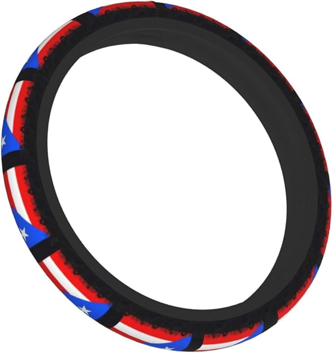 Puerto Rico Flag Steering Wheel Cover for Women Men Girls Car Accessories Decor Anti-Slip Neoprene Auto Steering Wheel Covers Protector Universal 15 Inch