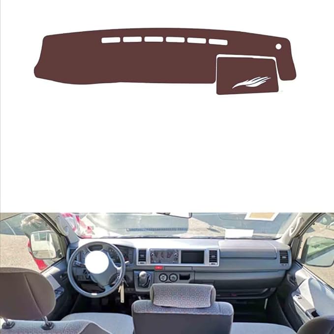 Leather Dashboard Cover Compatible with Toyota Hiace 200 Series Narrow Version (Sensor Hole) 2011-2018，Dash Cover, Non-Slip Dash Cover, Dash mat Dashboard Cover, Interior Dash Covers