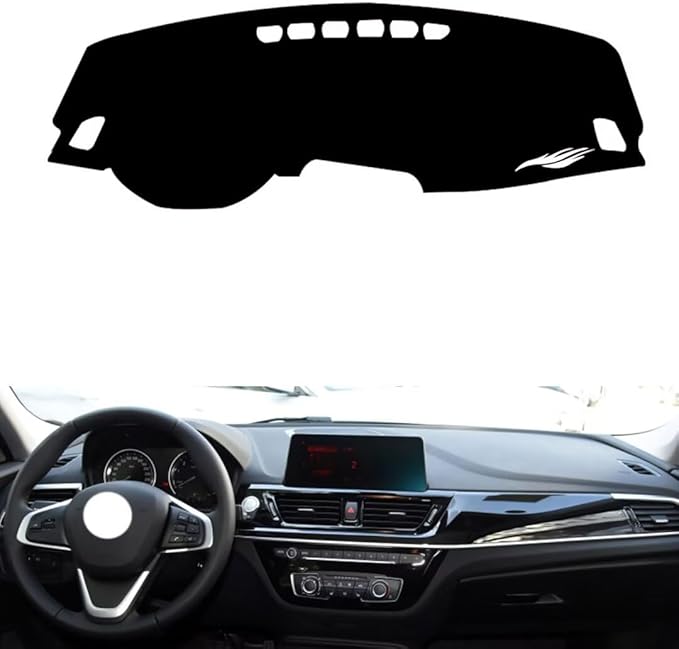 leather dashboard cover Compatible with BMW Brilliance NEW 1 series (No speaker 2017-2023，dash cover（black）