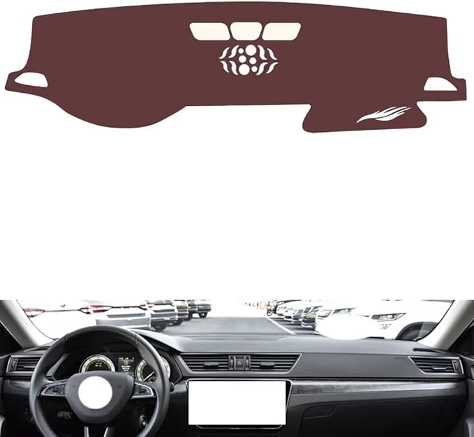 Leather Dashboard Cover Compatible with SkodaSkoda New Superb 2016-2024，Dash Cover, Non-Slip Dash Cover, Dash mat Dashboard Cover, Interior Dash Covers