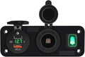 QC3.0 PD Dual USB Fast Charger Socket Multi Port Panel Cigarette Lighter Splitter with Voltmeter Switch for Car Motorcycle Boat(Green Light)