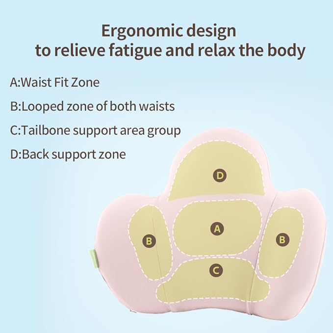 Lumbar Support Pillow for Office Chair, Car Back Support with Memory Foam, Support for Lower Back Pain Relief Lumbar Pillows, Ergonomic Back Cushion for Desk Chair, Sofa, Bed, Car Seat (Pink)