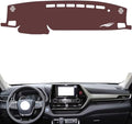 Leather Dashboard Cover Compatible with Toyota Crown Kluger (NO HUD,Dash Board Cover mat Anti-Slip Sun-Proof and dust-Proof(Brown)