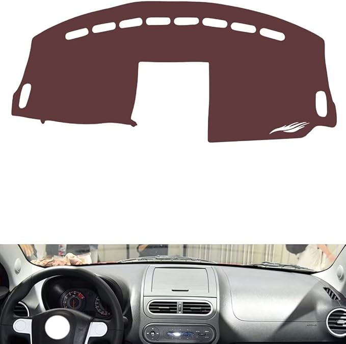 Leather Dashboard Cover Compatible with MG MG3 2010-2016,Dash Board Cover mat Anti-Slip Sun-Proof and dust-Proof(Brown)