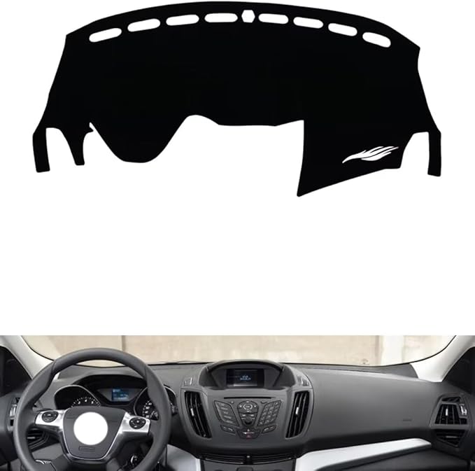 leather dashboard cover Compatible with FORD Kuga (Two wheel drive) 2013-2018，dash cover（black）