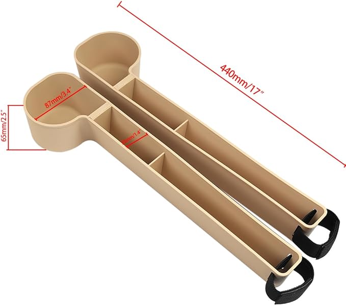 Car Seat Gap Filler, Multifunctional Seat Side Gap Filler with Cup Holder & Organizer, Gap Stopper Universal Fit Car SUV Truck Fill The Gap Between Seat & Console Set of 2 (Beige)