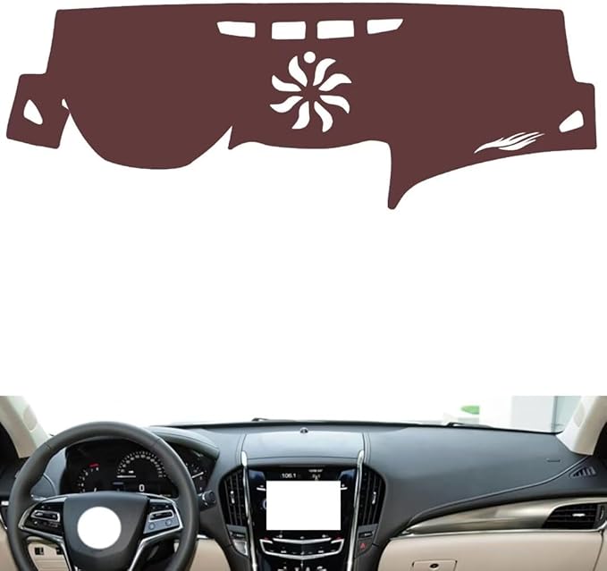 Leather Dashboard Cover Compatible with Cadillac ATS-L (Speaker) 2014-2019,Dash Board Cover mat Anti-Slip Sun-Proof and dust-Proof(Brown)