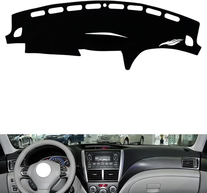 leather dashboard cover Compatible with SubaruSubaru FORESTER 2008-2012，dash cover（black）