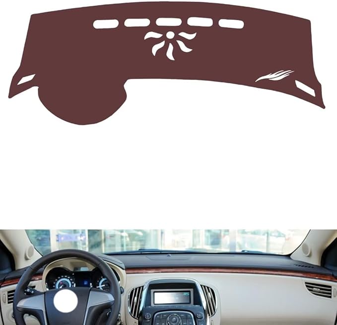 Leather Dashboard Cover Compatible with Buick Lacrosse 2013-2014,Dash Board Cover mat Anti-Slip Sun-Proof and dust-Proof(Brown)