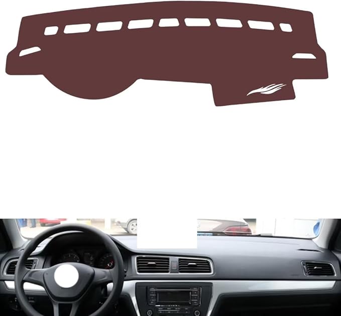Leather Dashboard Cover Compatible with VW Lavida 2013-2017,Dash Board Cover mat Anti-Slip Sun-Proof and dust-Proof(Brown)
