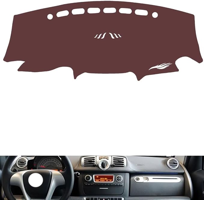 Leather Dashboard Cover Compatible with Mercedes Smart（No Tachometer） 2009-2014，Dash Cover, Non-Slip Dash Cover, Dash mat Dashboard Cover, Interior Dash Covers