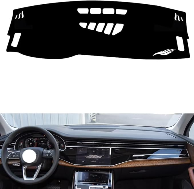 generic leather dashboard cover Compatible with Audi Q8 (NO HUD 2018-2022，dash cover（black）