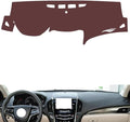 Leather Dashboard Cover Compatible with Cadillac ATS-L (No Speaker) 2014-2019,Dash Board Cover mat Anti-Slip Sun-Proof and dust-Proof(Brown)