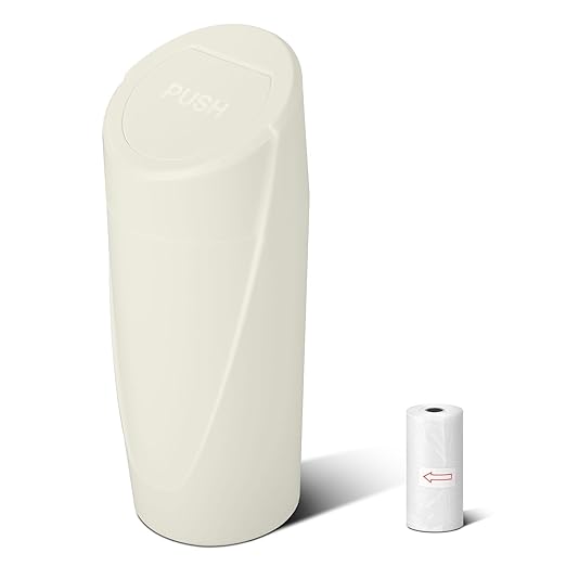 SGLRT Car Trash Can Bin with Lid - Car Garbage Can Cup Holder - Light Beige Mini Leakproof Vehicle Garbage Bin with 40pcs Trash Bags-Automotive Organizers and Storage for Front Back Seat Accessories