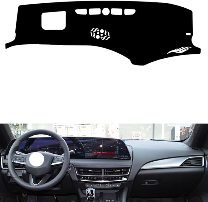 Leather Dashboard Cover Compatible with Cadillac CT5（HUD） 2024-2025，Dash Cover（Black）