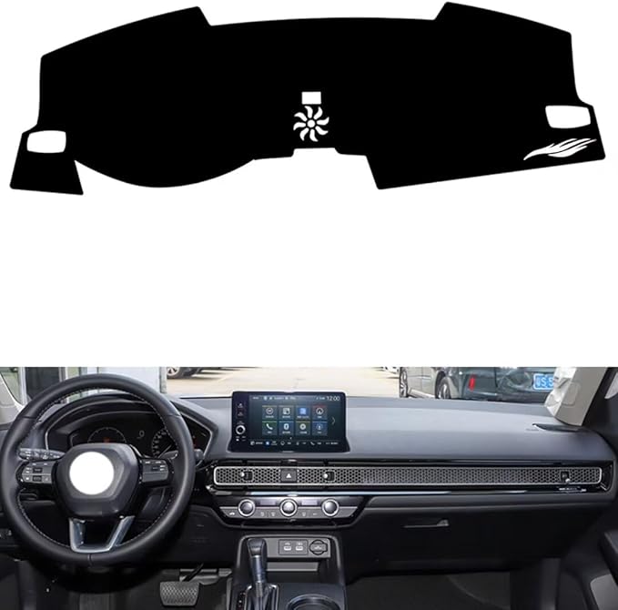 leather dashboard cover Compatible with HONDA CIVIC 2022-2023，dash cover（black）