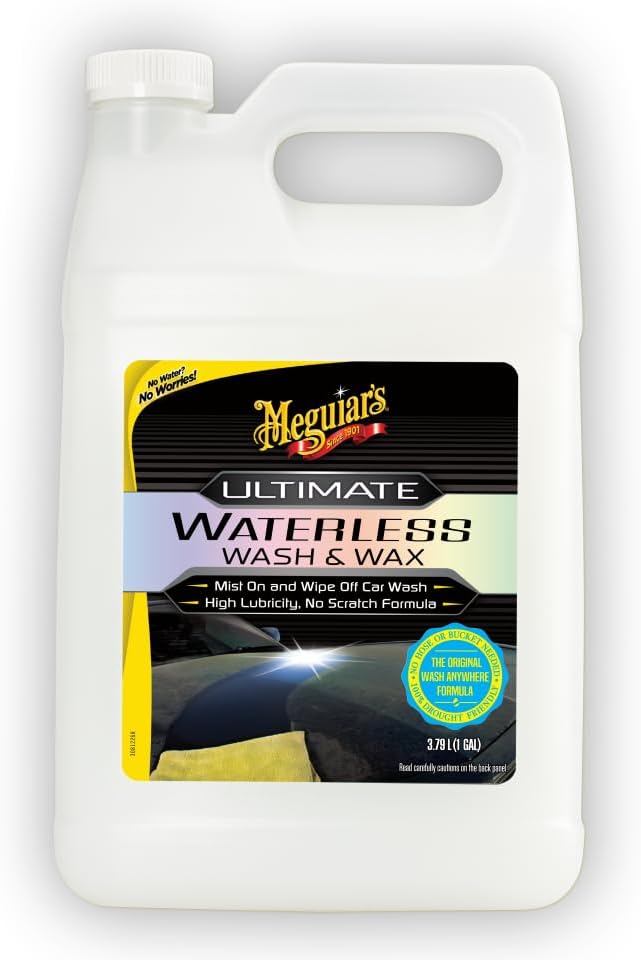 Meguiar's Ultimate Waterless Wash & Wax, Scratch-Free Waterless Car Cleaning Spray That Makes Detailing Quick and Easy, 2-in-1 Cleaner and Protection to Help Your Ride Shine, 1 Gallon (128 Oz)