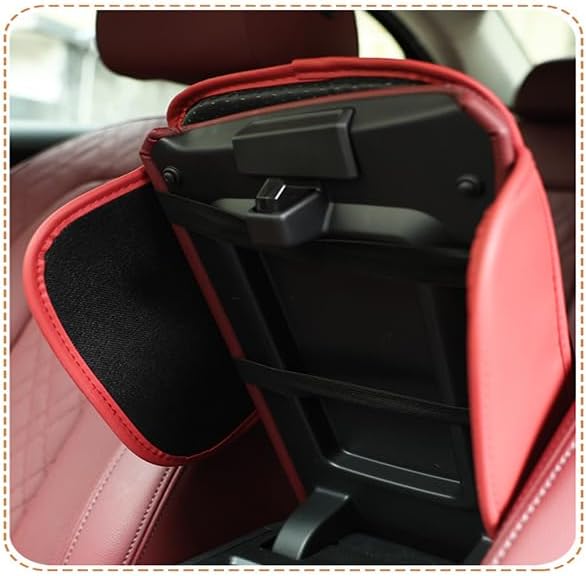 Car Center Console Cover for Jeep Compass 2006–2025 2026 MK/MP, Waterproof Anti-Scratch Leather Armrest Pad, Console Cushion with Side Storage Pocket, Soft Padding Auto Armrest Mat,D-Beige