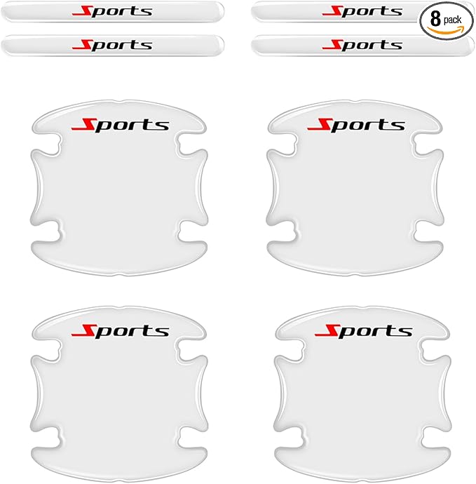 8PCS Car Door Handle Protector Anti-Scratch,Clear Car Door Handle Scratch Protector with Sports Design,Universal Self-Adhesive Cars Handles Protectors for Most Vehicles
