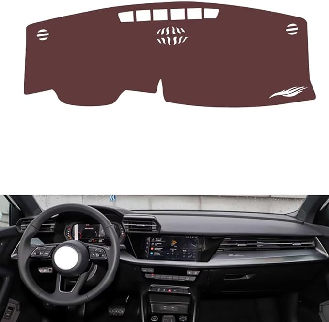 Leather Dashboard Cover Compatible with Audi A3 2021-2024，Dash Cover, Non-Slip Dash Cover, Dash mat Dashboard Cover, Interior Dash Covers
