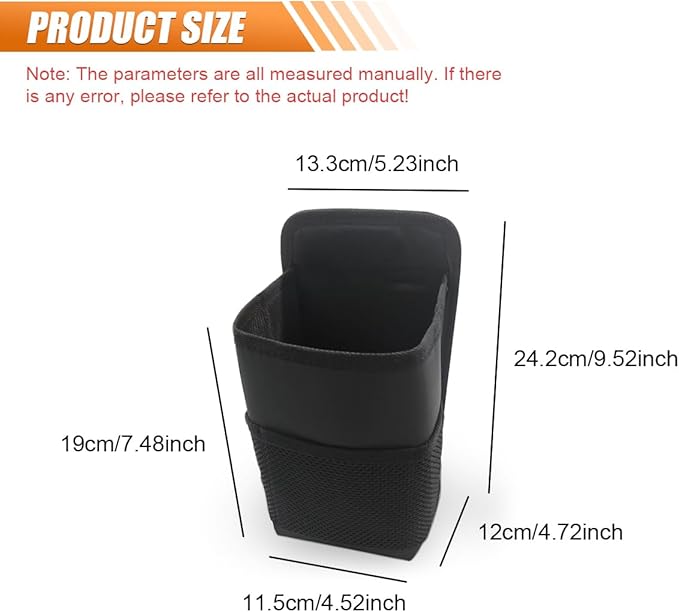2-in-1 Large Cup Holder, 80 oz Waterproof Car Seat Cup Holder with Mesh Pocket, Car Water Bottle Holder Bag, Vehicle Seat Side Storage Hanging Bag for Bottles & Big Drinks (2PCS)