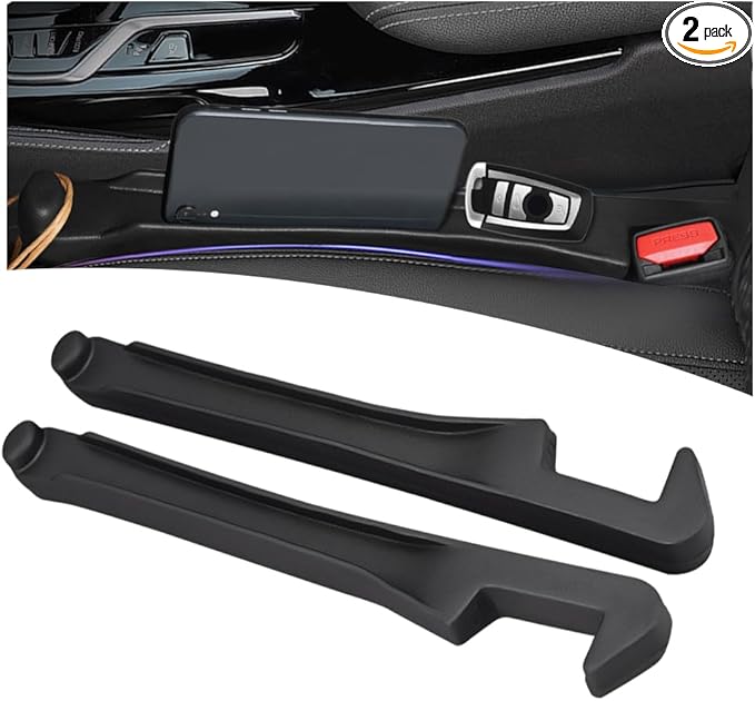 2PCS Car Seat Gap Filler Organizer,3-in-1 Multifunctional Car Gap Seat Filler with Storage Slot & Hook,Premium in Between Cars Seats Catcher Avoids Dropped Items Fits Most Cars