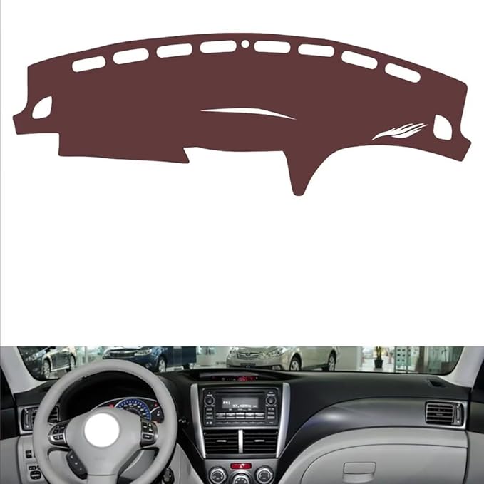 Leather Dashboard Cover Compatible with SubaruSubaru Forester 2008-2012,Dash Board Cover mat Anti-Slip Sun-Proof and dust-Proof(Brown)