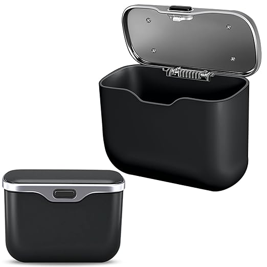MAIBAOYUAN Car Trash Can with Lid, Leakproof Auto Garbage Bin, Waterproof Car Trash Bag Holder with PU Leather Top for Back of Seat/Door, Fit for SUVs, Sedans, Trucks Black