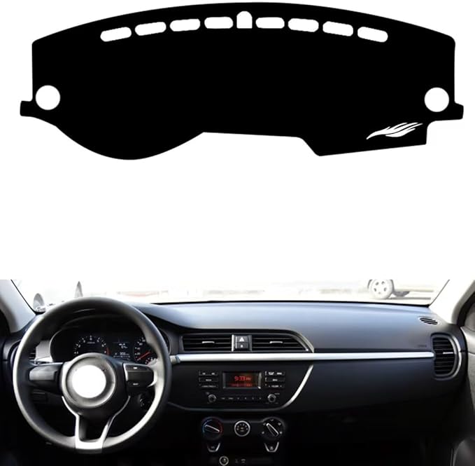 leather dashboard cover Compatible with KIA K2 2017，dash cover（black）