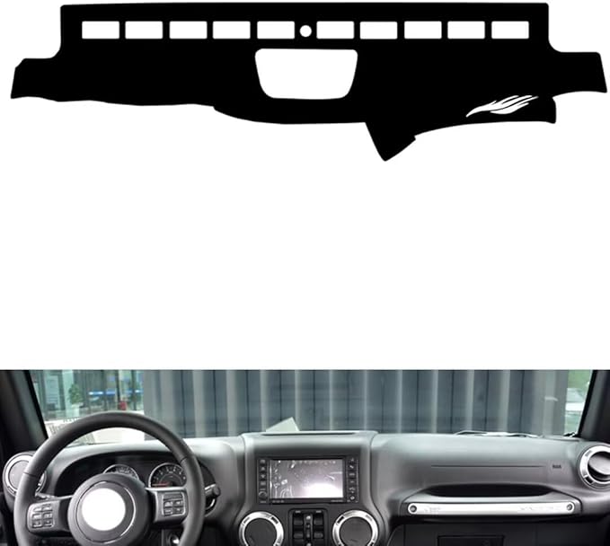 leather dashboard cover Compatible with JEEP WRANGLER (There box 2011-2017，dash cover（black）