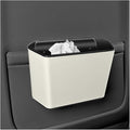 Car Trash Can, Small Waterproof Vehicle Trash Bin Garbage Container for Door Backseat, Multi-Purpose Automotive Interior Trash Bag Storage Organizer, Universal for Most Vehicles (Beige)