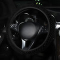 15 Inch Soft Dot Plush Steering Wheel Cover Anti-Slip Comfortable Winter Grip Universal Fit for Most Car Truck Vehicle SUV (Black)