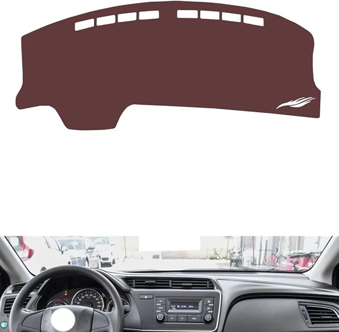 Leather Dashboard Cover Compatible with Honda City 2015-2019,Dash Board Cover mat Anti-Slip Sun-Proof and dust-Proof(Brown)