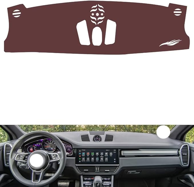 Leather Dashboard Cover Compatible with Porsche Caynne (Compass) 2018-2023，Dash Cover, Non-Slip Dash Cover, Dash mat Dashboard Cover, Interior Dash Covers