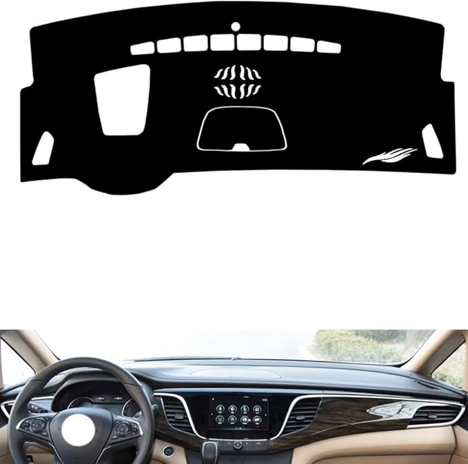leather dashboard cover Compatible with Buick GL8 ES 28T（HUD） 2017-2018，dash cover（black）