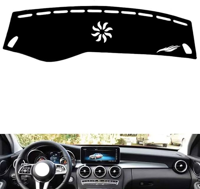 leather dashboard cover Compatible with Mercedes GLC 2016-2022，dash cover（black）