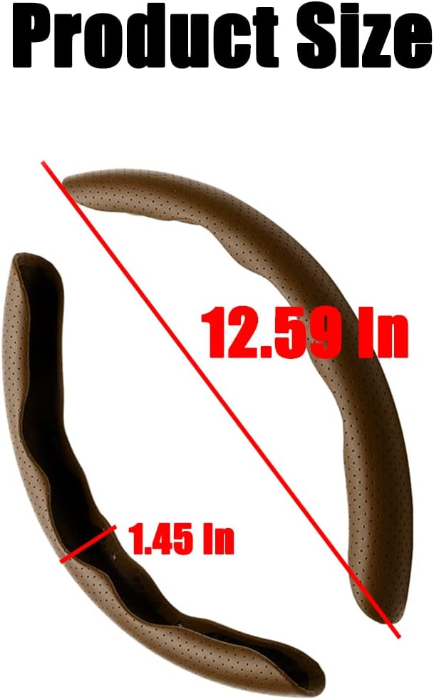 LoyaForba Car Steering Wheel Cover, Universal 15 Inch Leather Segmented Auto Steering Wheel Protector, Anti-Slip and Soft Breathable, Car Interior Accessories for Most Vehicle, SUV, Truck (Brown)