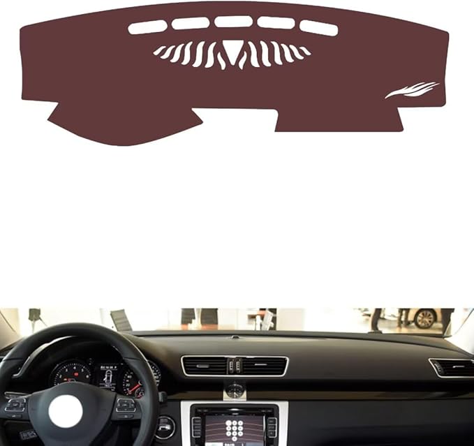 Leather Dashboard Cover Compatible with VW Magotan (Speakers、Sensor 2007-2016,Dash Board Cover mat Anti-Slip Sun-Proof and dust-Proof(Brown)