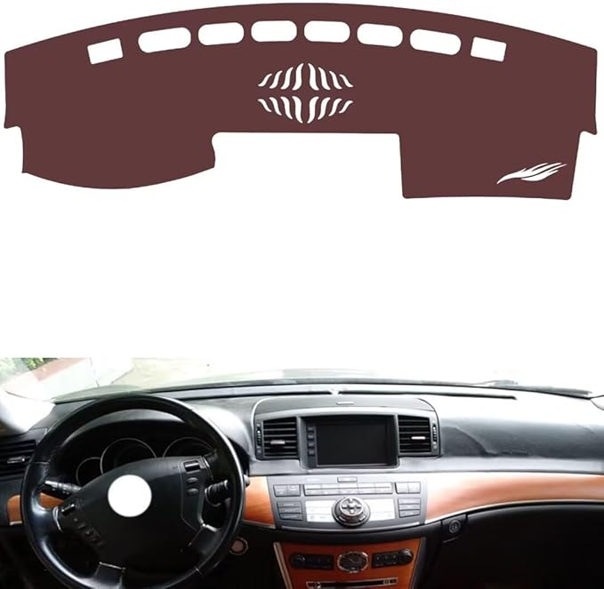 Leather Dashboard Cover Compatible with Nissan fuga,Dash Board Cover mat Anti-Slip Sun-Proof and dust-Proof(Brown)